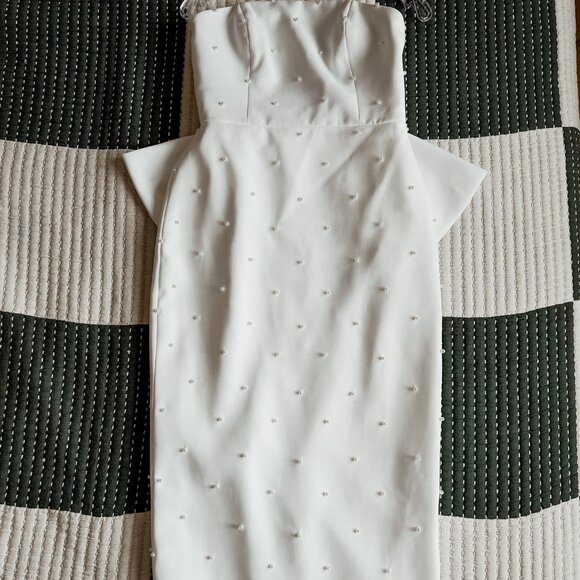 Sachin & Babi Bridal Dress - Strapless Back-Bow Pearl Midi Dress | S6 (Altered) - Picture 2 of 11
